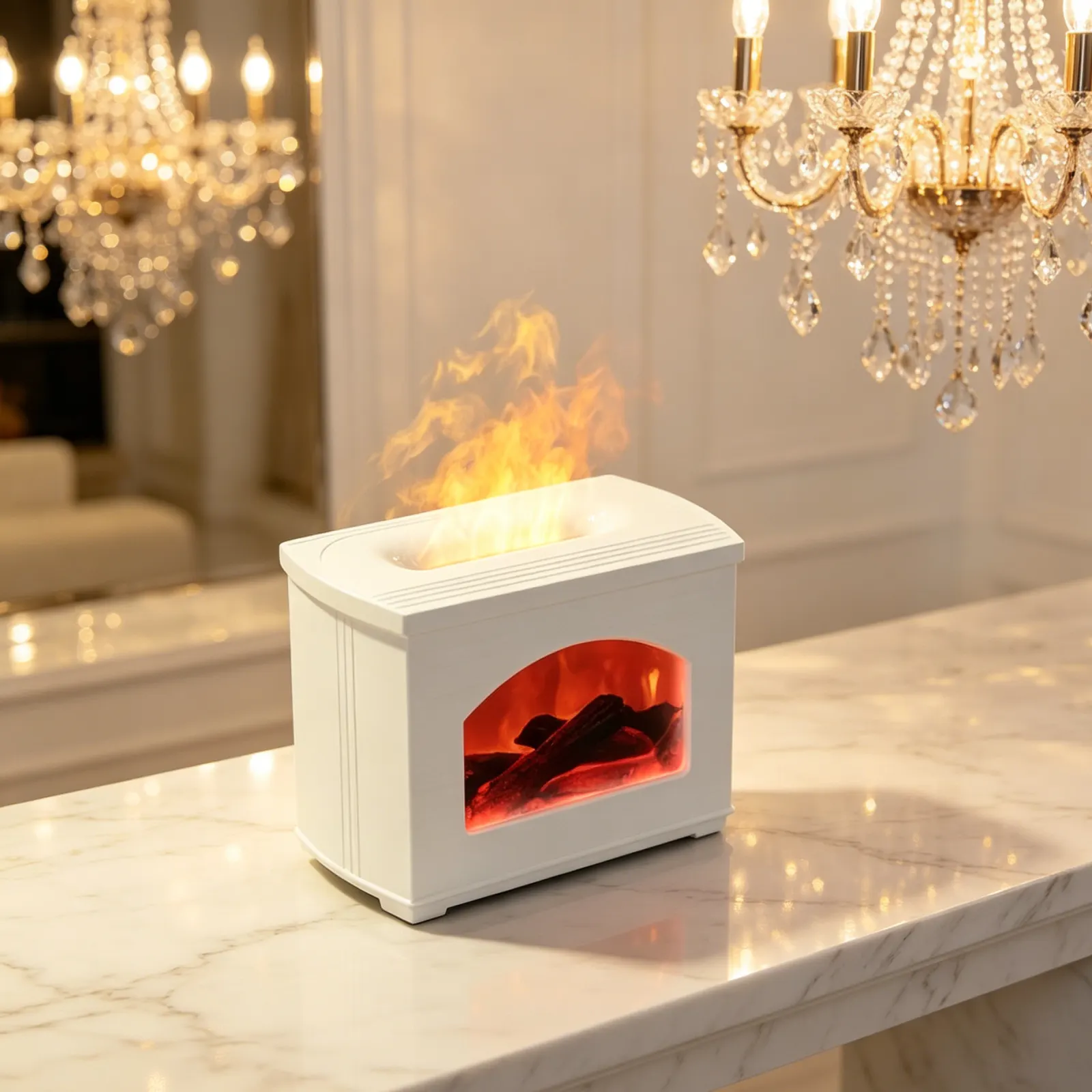 Simulated flame humidifier