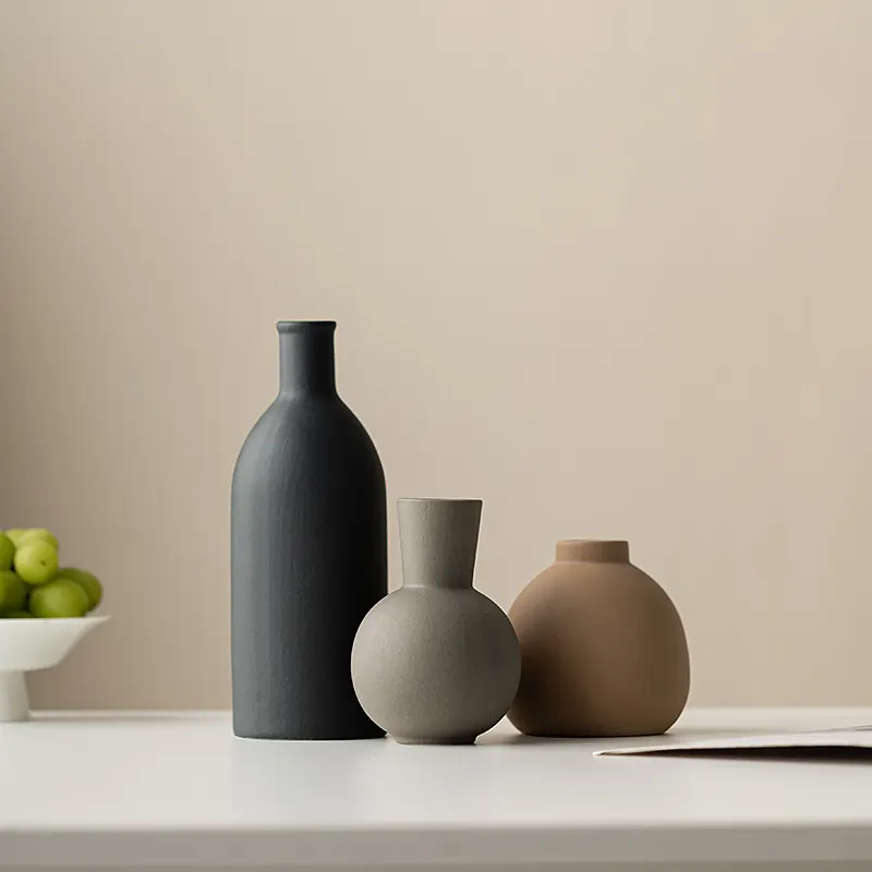 Three-piece ceramic vase art set